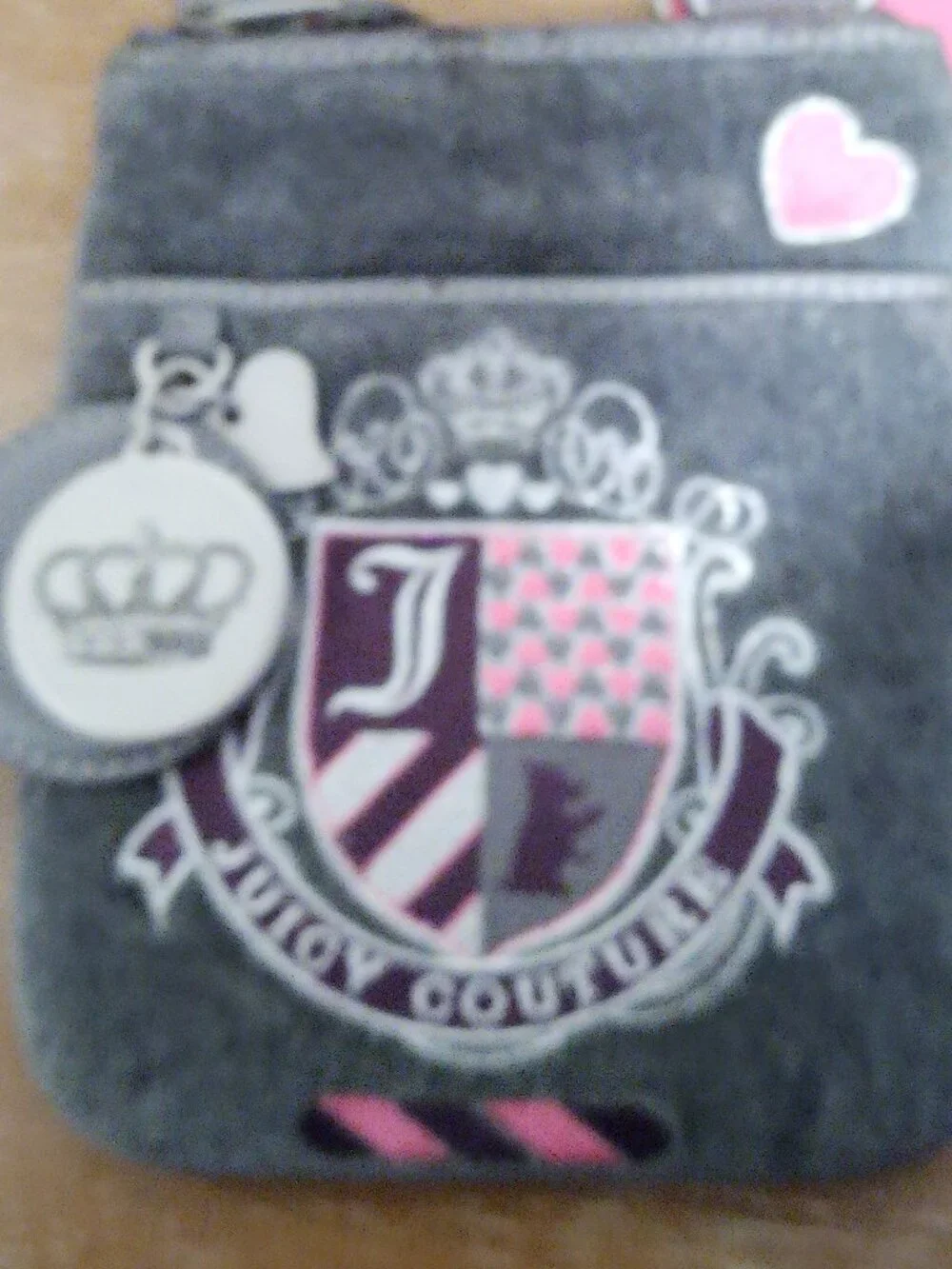 Juicy Couture Y2K small gray velour crossbody top zip pouch bag